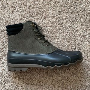 Olive Sperry boots.